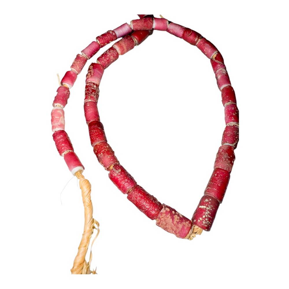 Antique Cornaline d’Aleppo Venetian Glass Red White Heart African Trade Beads